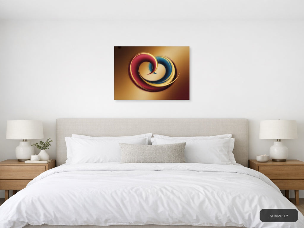 Abstract Swirling Rings in Red & Blue - Modern Wall Art — A3 / Bedroom