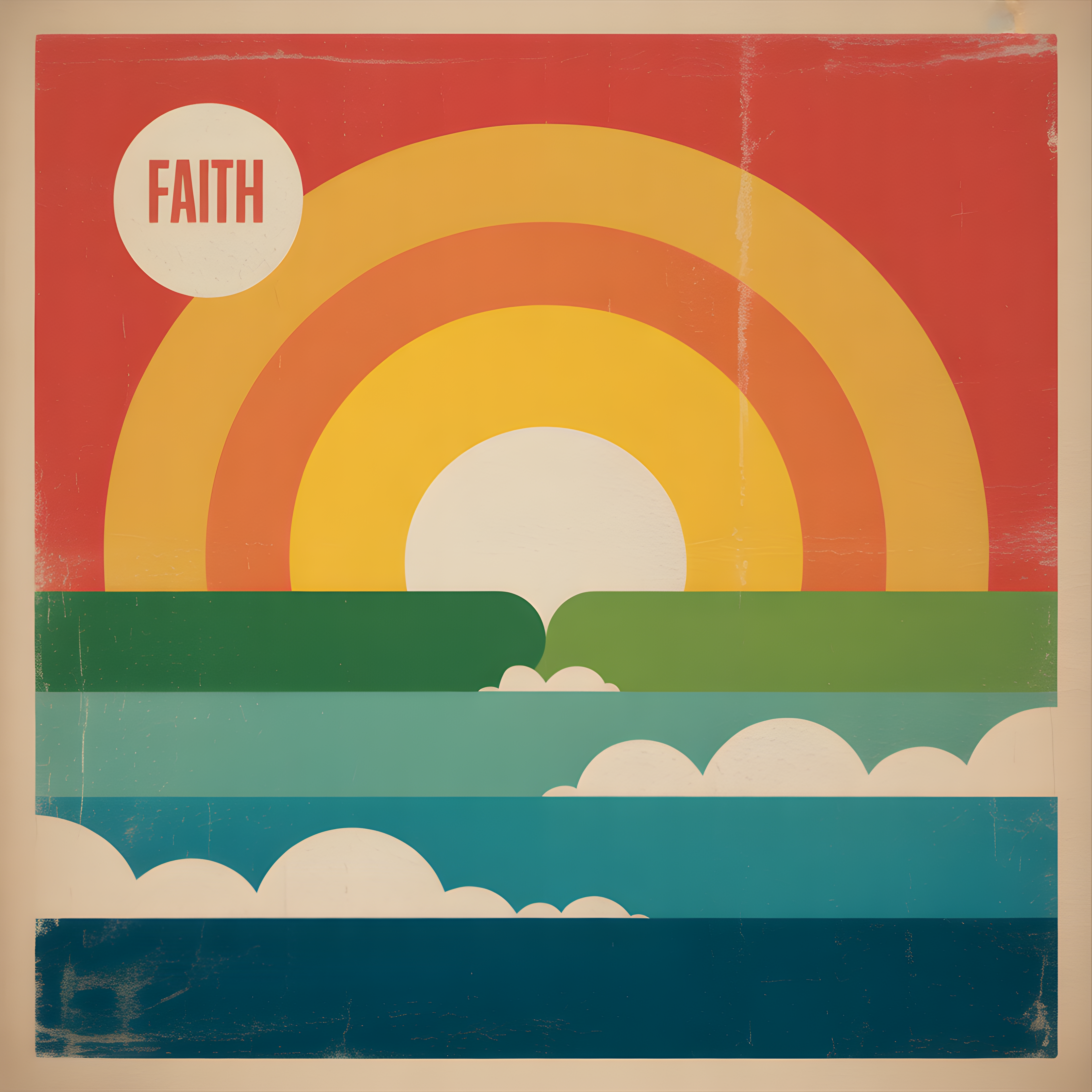 Vintage Faith Rainbow Sunrise Landscape Wall Art