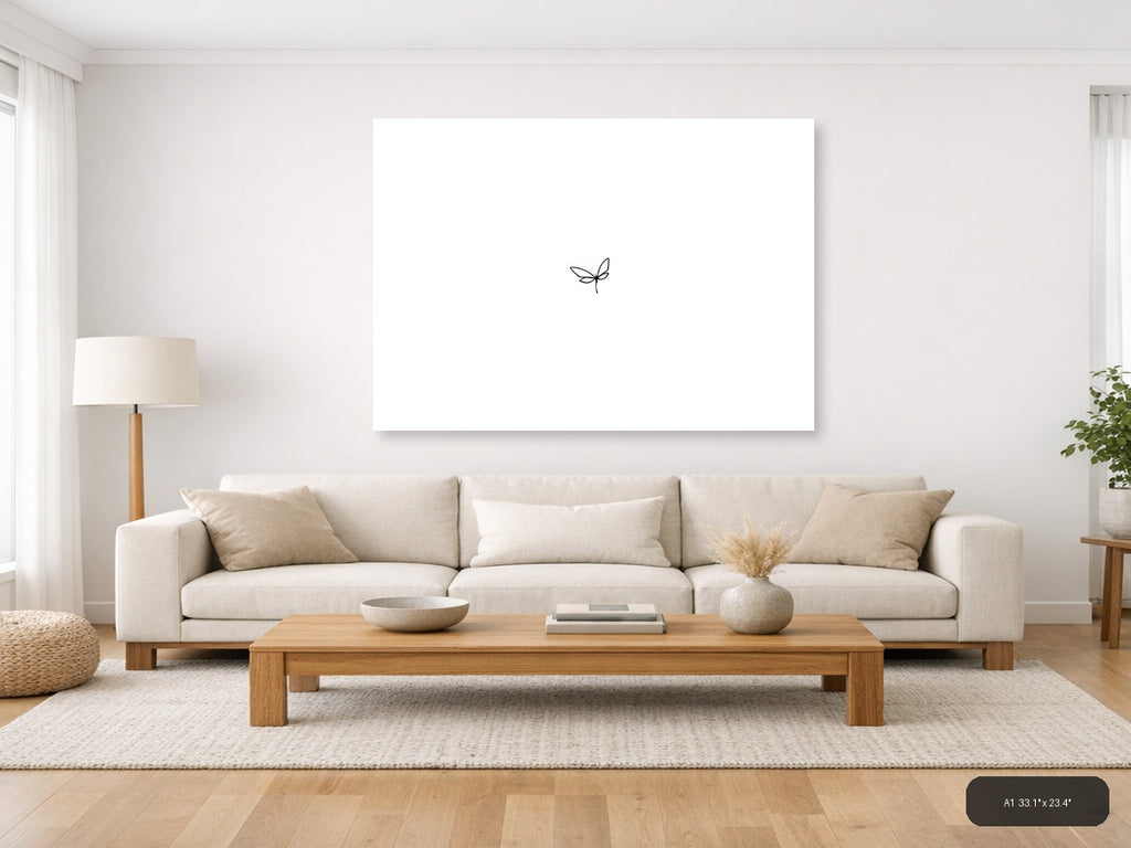 Minimalist Line Drawing Botanical Leaf Wall Art — A1 / Living Room