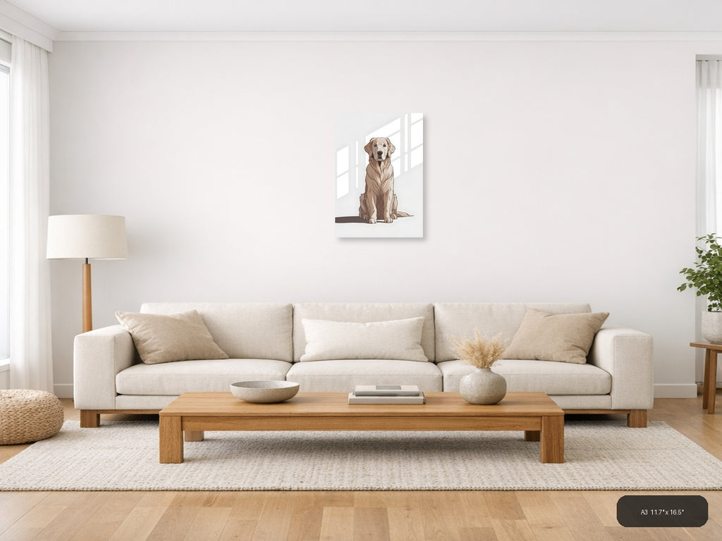 Minimalist Brown Labrador Portrait Wall Art — A3 / Living Room