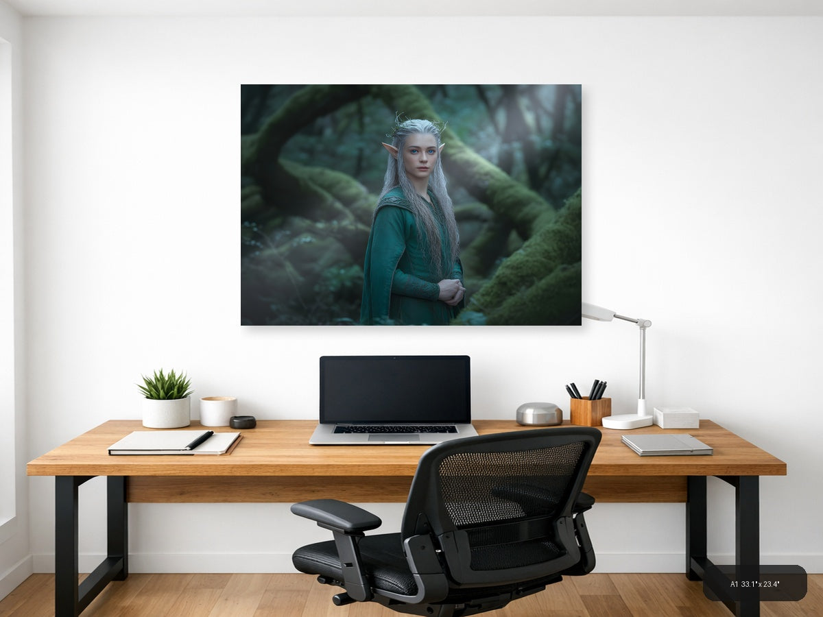 Fantasy Elf Portrait in Enchanted Forest Photography Wall Art — A1 / Office