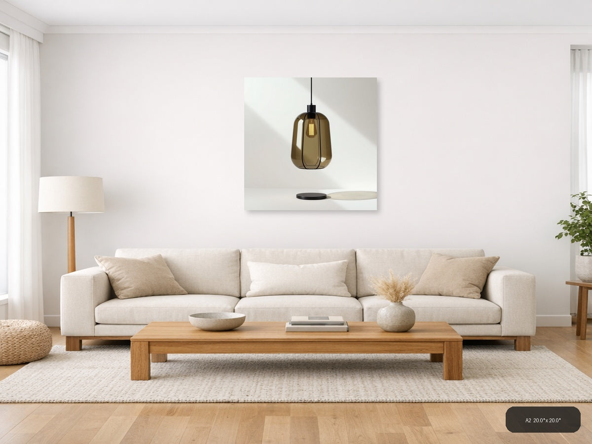 Minimalist Amber Glass Pendant Light Wall Art — A2 / Living Room
