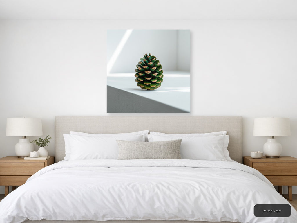 Green Pinecone Minimalist Still Life Wall Art — A1 / Bedroom