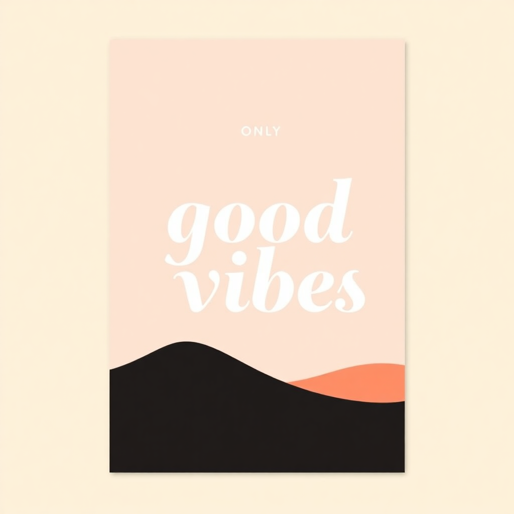 Only Good Vibes Minimalist Pink & Black Wall Art