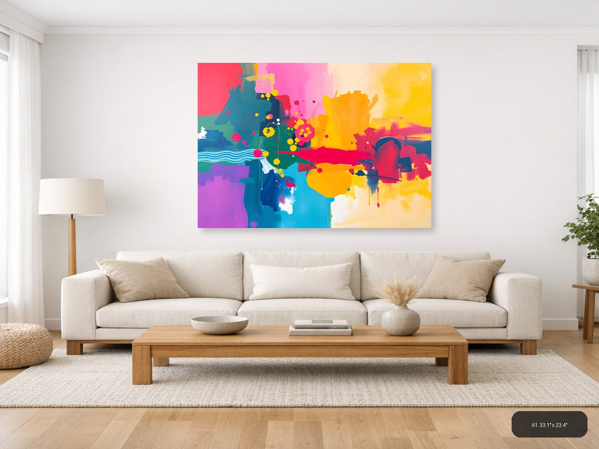 Vibrant Abstract Landscape Colorful Modern Wall Art — A1 / Living Room