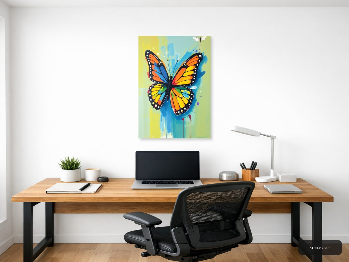 Colorful Abstract Butterfly & Dragonfly Portrait Wall Art — A1 / Office