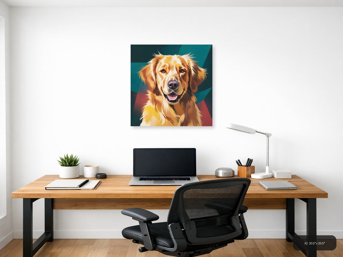 Golden Retriever Pop Art Portrait - Abstract Wall Art — A2 / Office