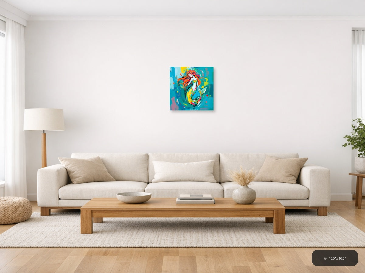 Colorful Mermaid Abstract Pop Art Wall Art — A4 / Living Room