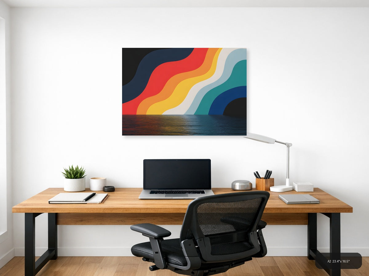Colorful Wave Rainbow Stripes Photography Wall Art — A2 / Office