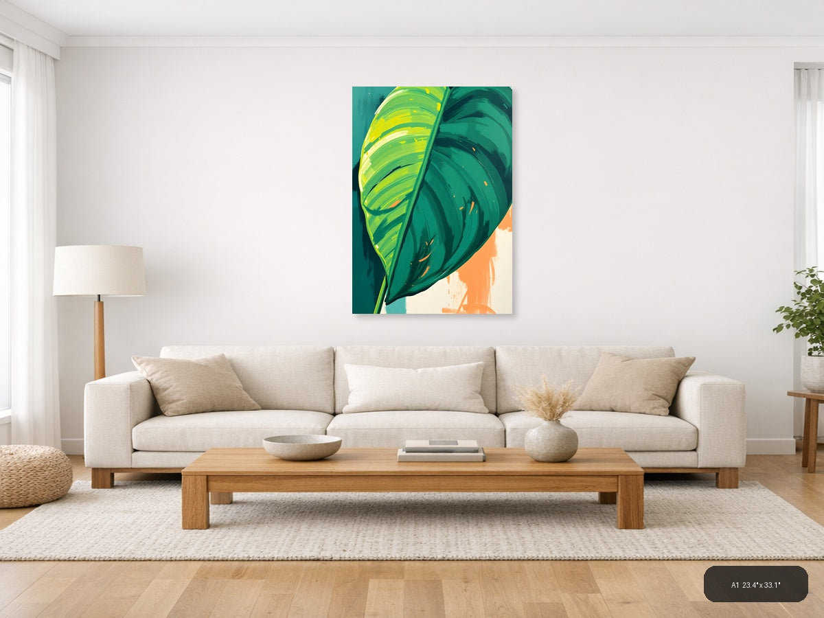 Abstract Tropical Leaf Modern Art Print Wall Art — A1 / Living Room