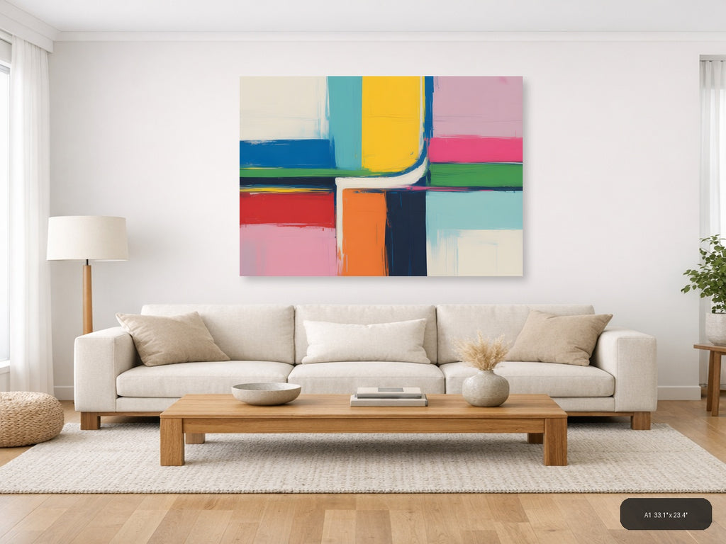 Colorful Abstract Geometric Shapes Modern Wall Art — A1 / Living Room