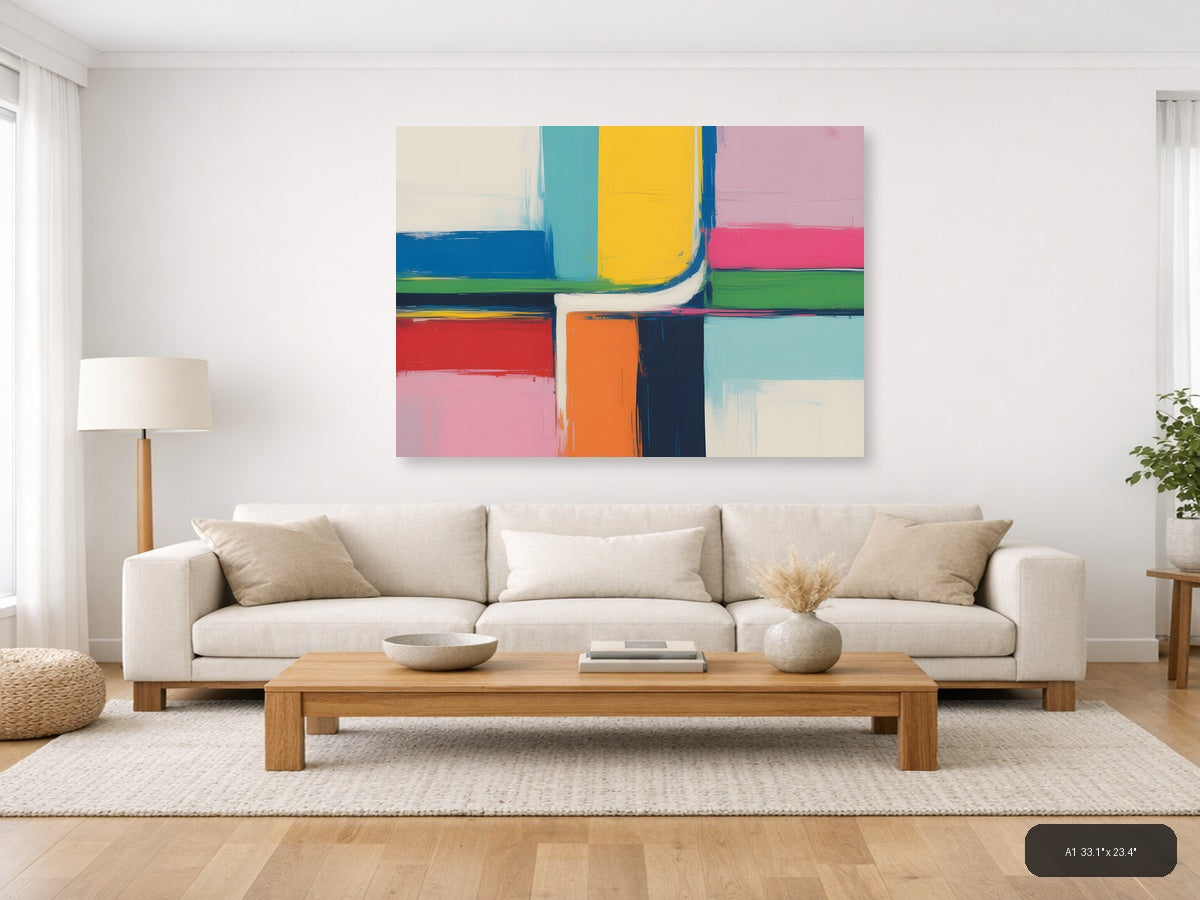 Colorful Abstract Geometric Shapes Modern Wall Art — A1 / Living Room