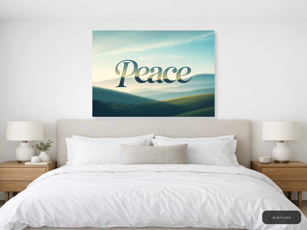 Peace Typography Landscape Mountain Wall Art — A1 / Bedroom