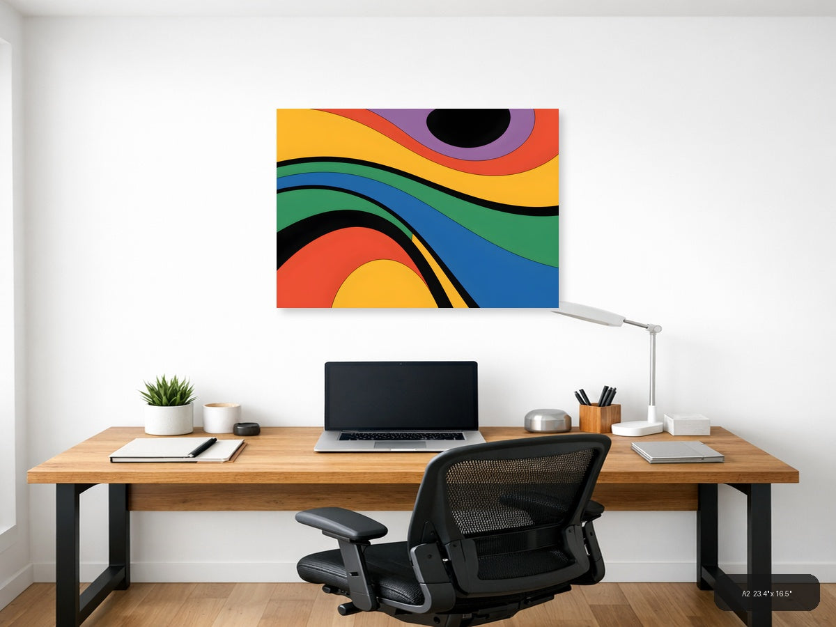 Colorful Abstract Waves Photography Wall Art — A2 / Office