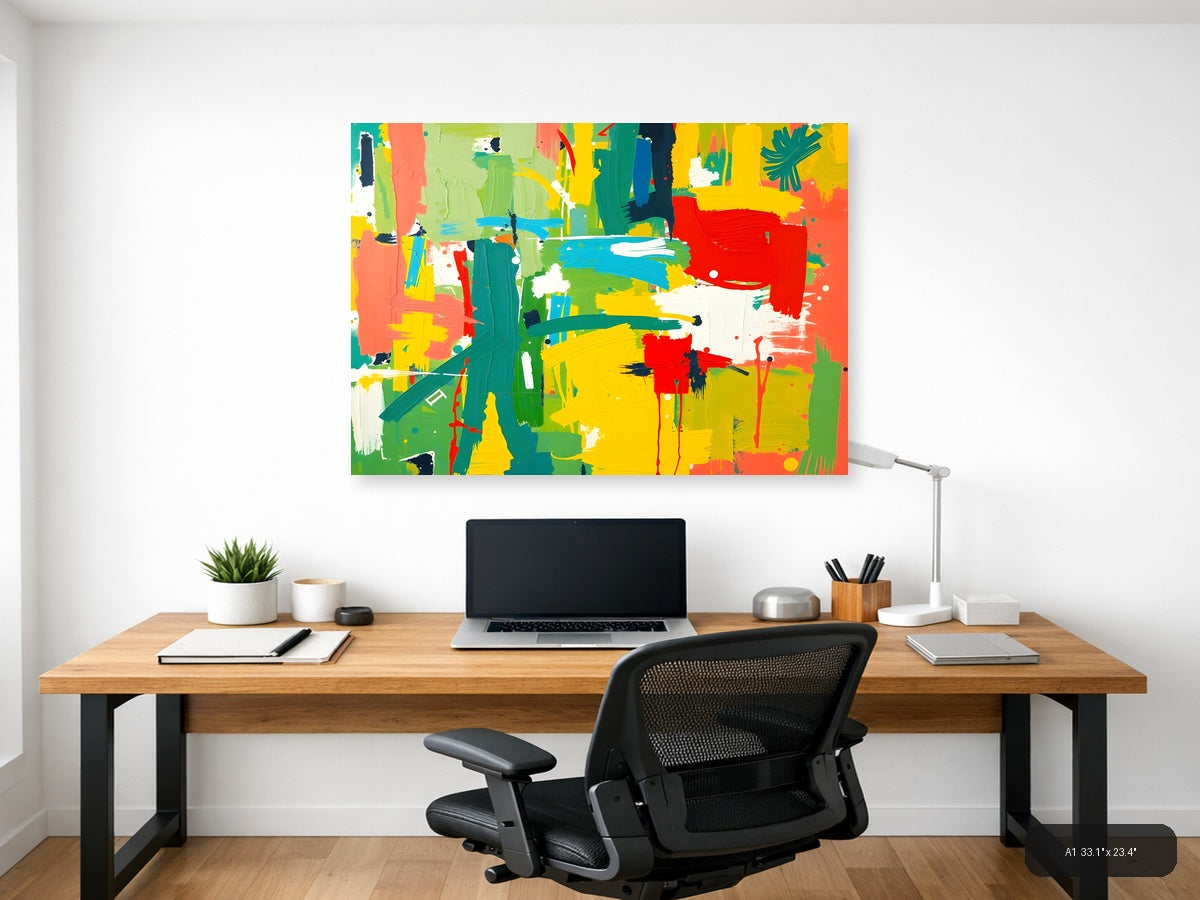 Vibrant Abstract Expressionist Canvas - Modern Wall Art — A1 / Office