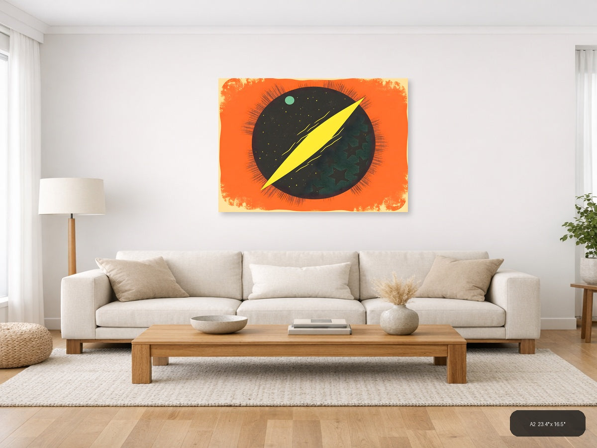 Vintage Cosmic Eye Lightning Bolt Wall Art — A2 / Living Room