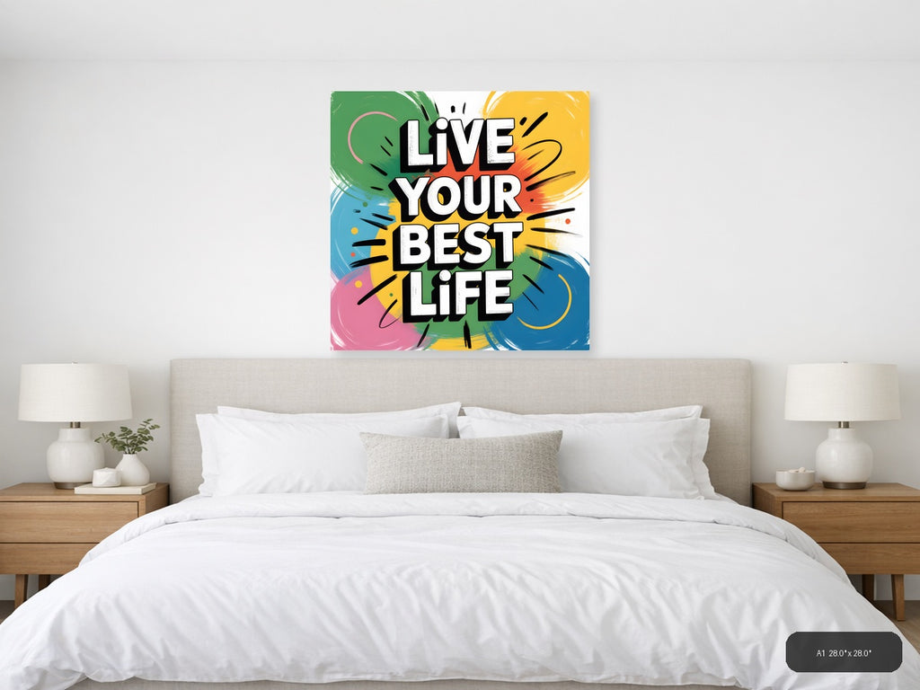 Live Your Best Life Abstract Colorful Wall Art — A1 / Bedroom