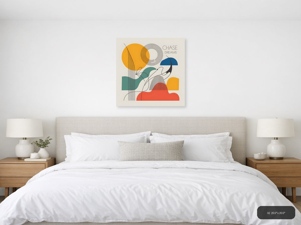 Chase Dreams Abstract Line Art Geometric Wall Art — A2 / Bedroom
