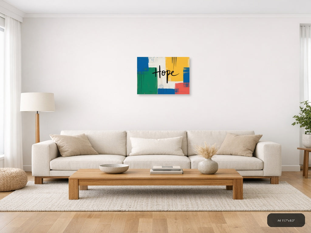 Hope Abstract Geometric Colorblock Modern Wall Art — A4 / Living Room