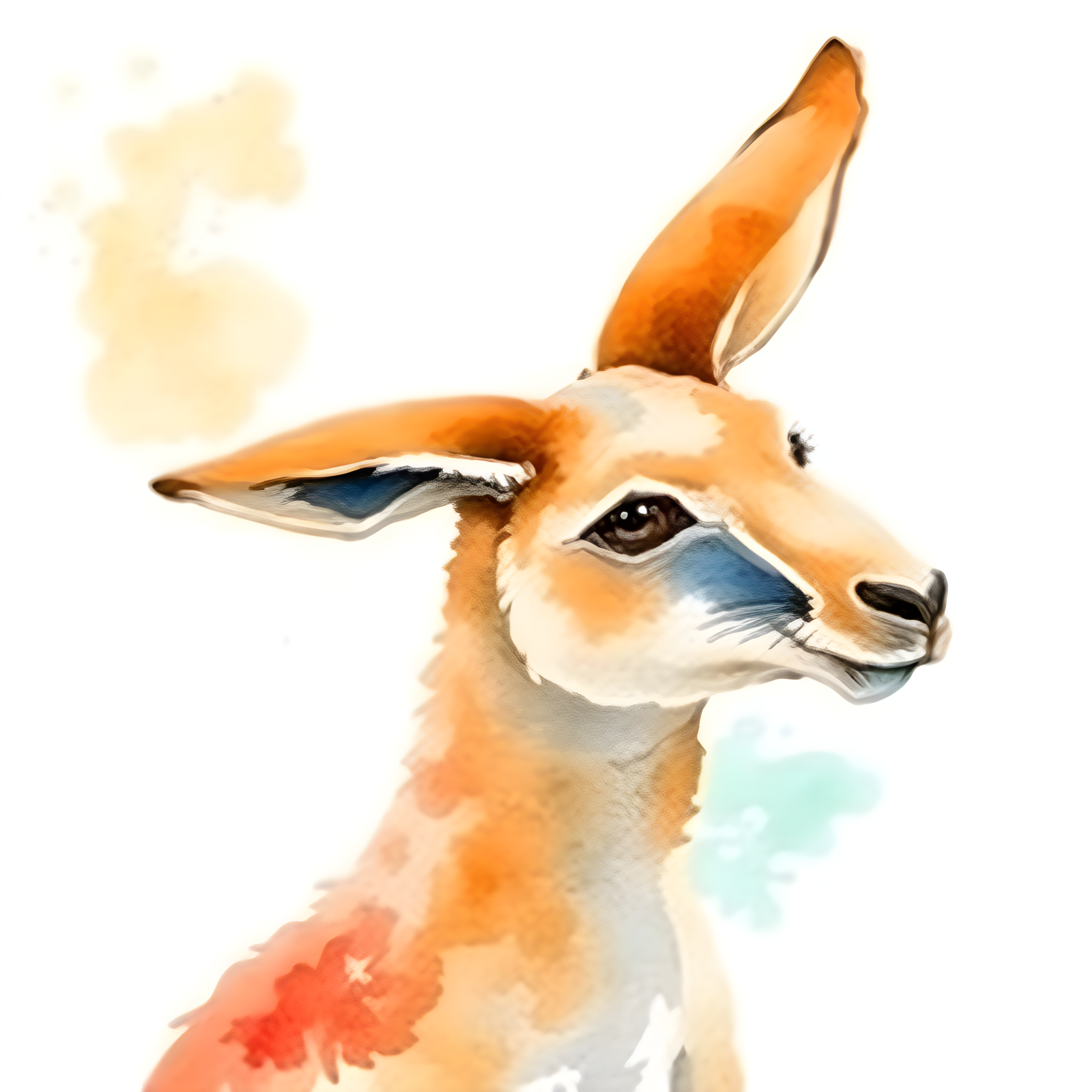 Watercolor Llama Portrait - Orange & White Wall Art