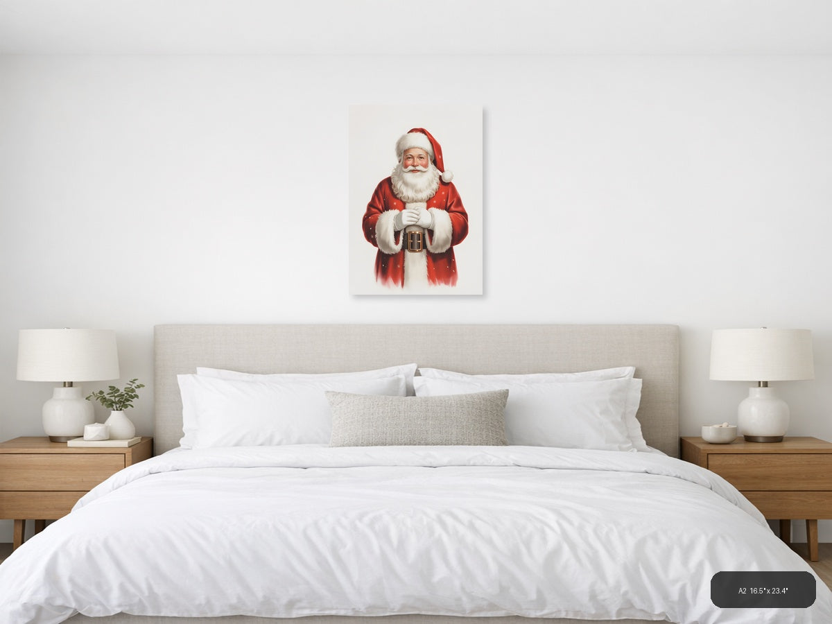 Classic Santa Claus Portrait Minimalist Wall Art — A2 / Bedroom