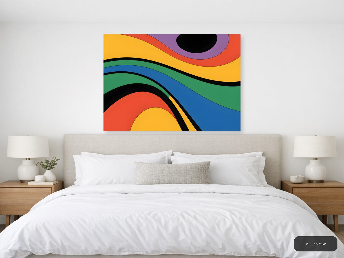 Colorful Abstract Waves Photography Wall Art — A1 / Bedroom