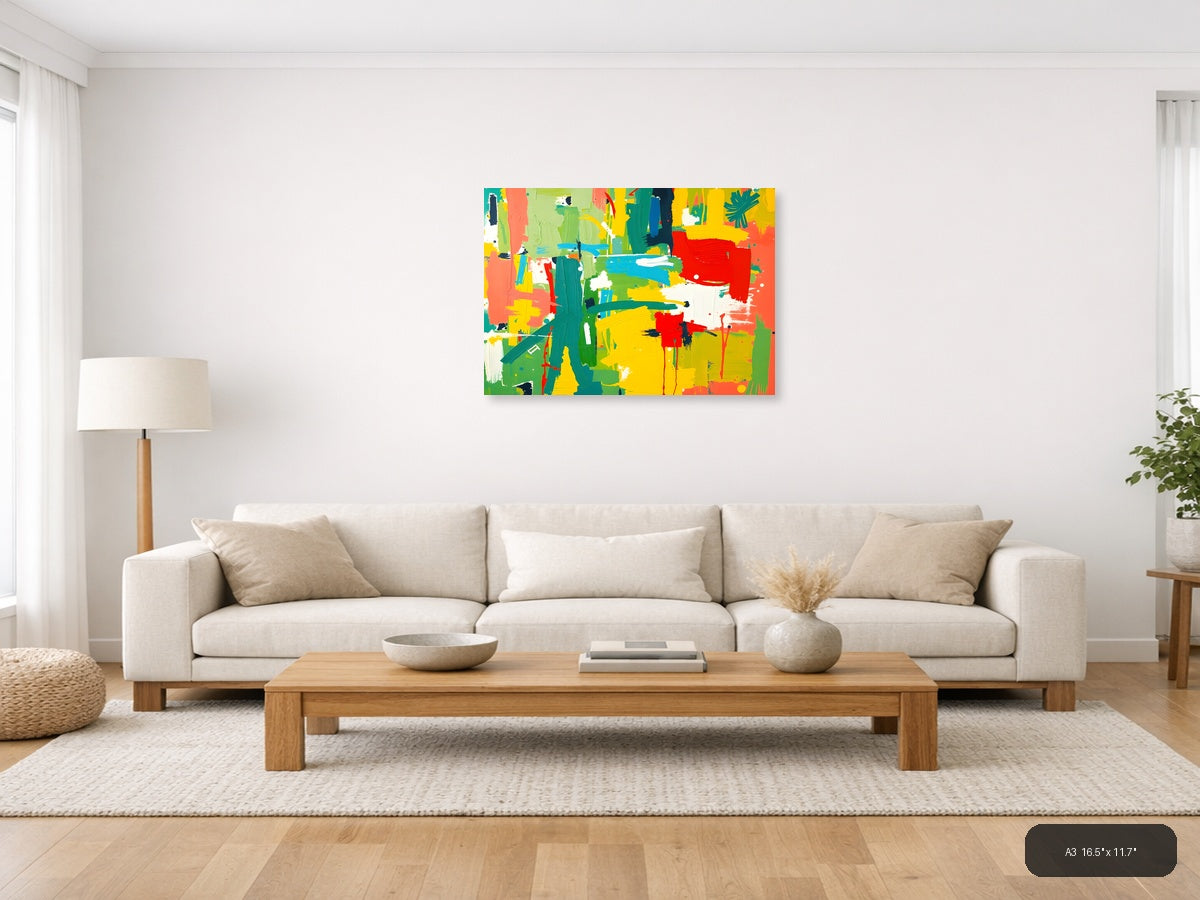 Vibrant Abstract Expressionist Canvas - Modern Wall Art — A3 / Living Room