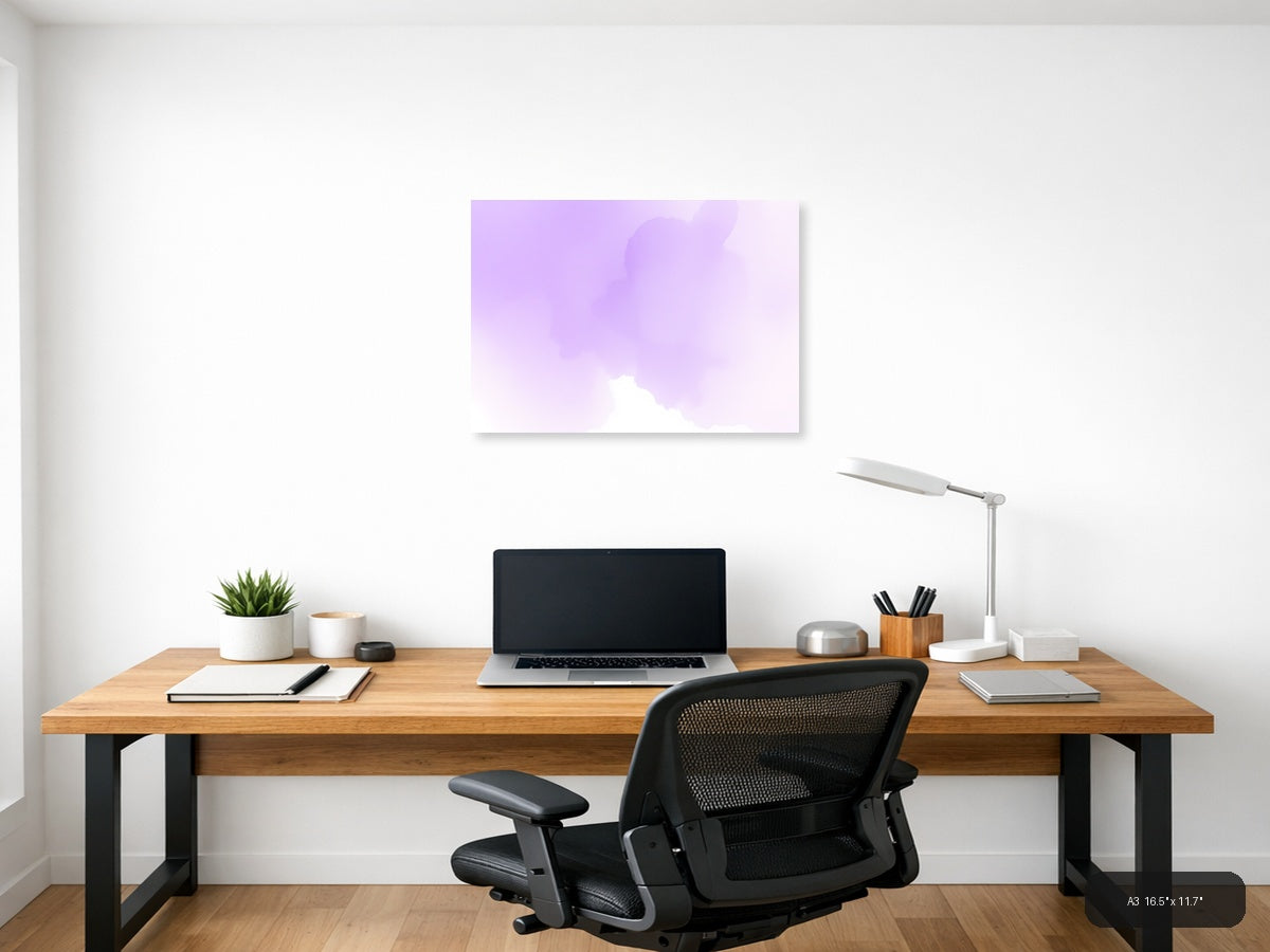 Purple Misty Mountain Watercolor Landscape Wall Art — A3 / Office