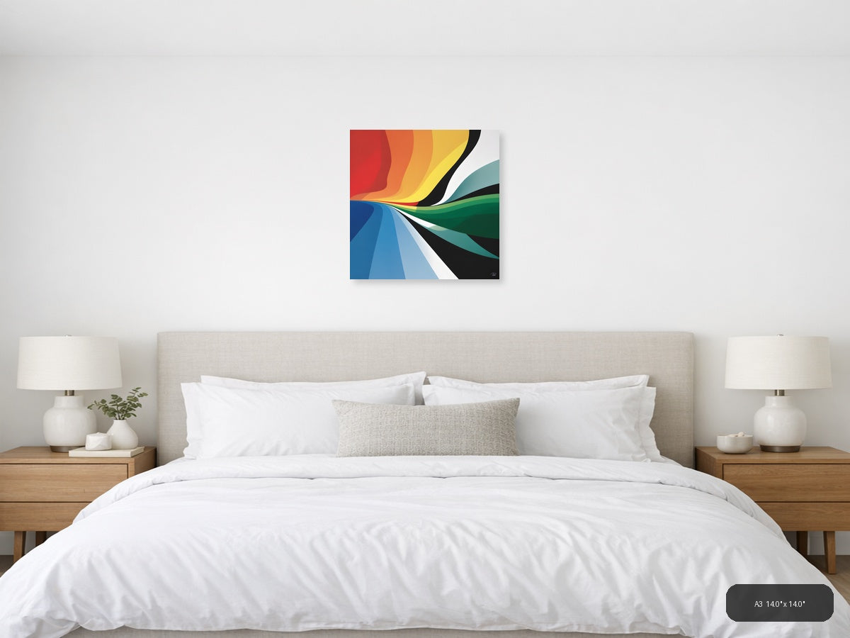 Colorful Abstract Wave Flow Modern Photography Wall Art — A3 / Bedroom