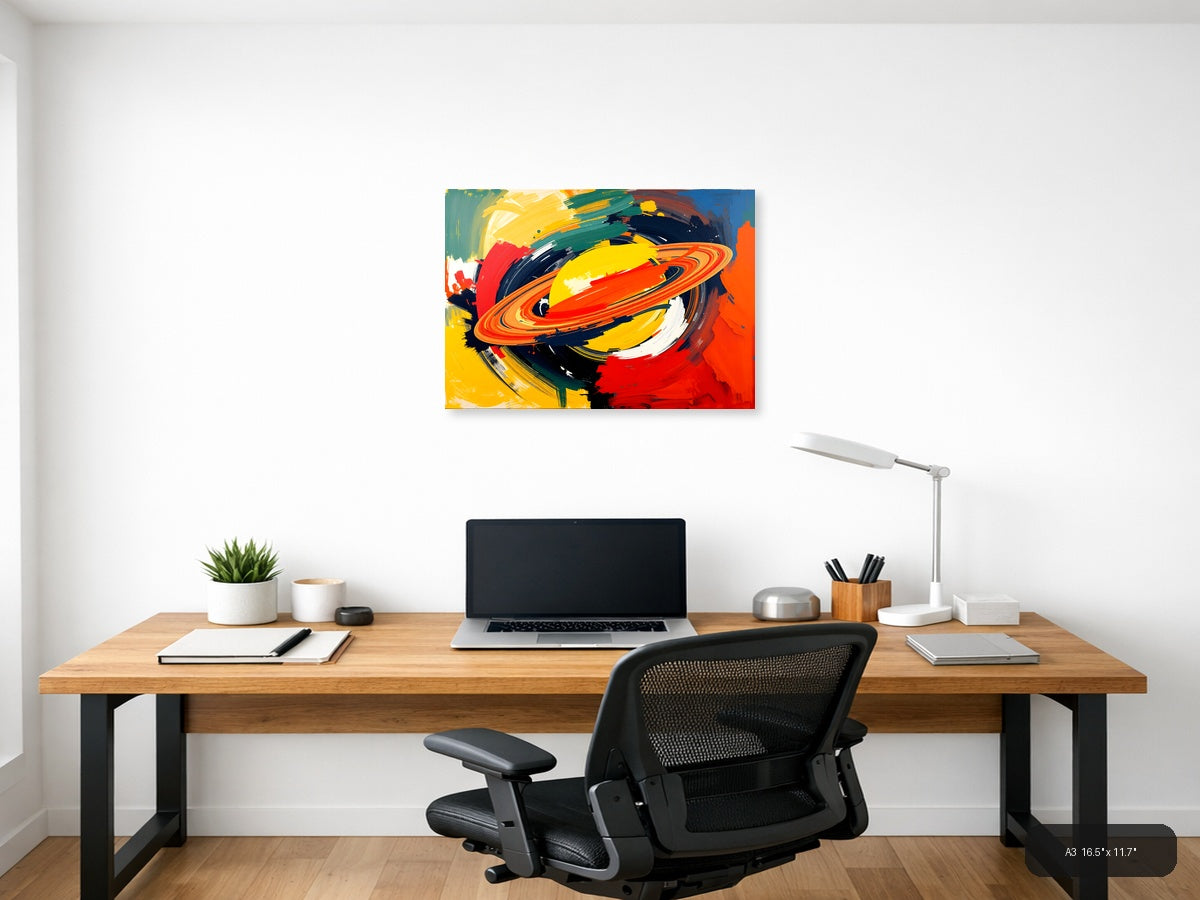 Vibrant Abstract Planet Ring Modern Colorful Wall Art — A3 / Office