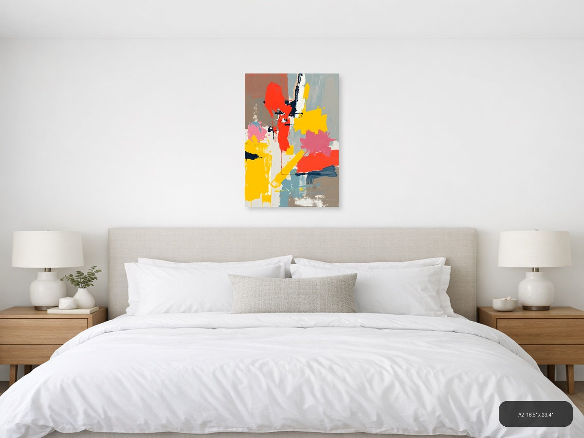 Abstract Silhouette Red Yellow Blue Portrait Wall Art — A2 / Bedroom