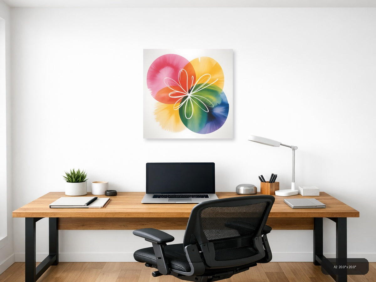 Colorful Watercolor Flower Petals Abstract Wall Art — A2 / Office