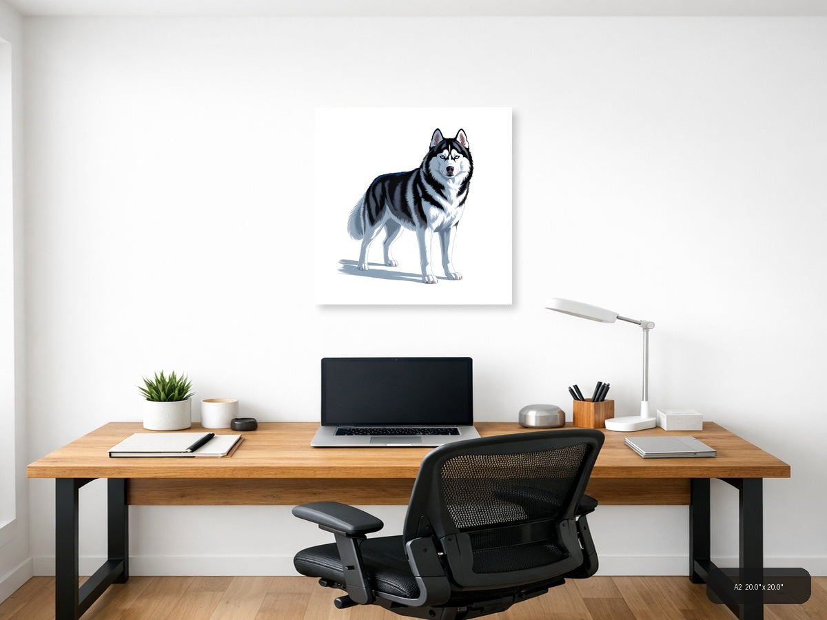 Husky Portrait with Blue Eyes - Minimalist Wall Art — A2 / Office