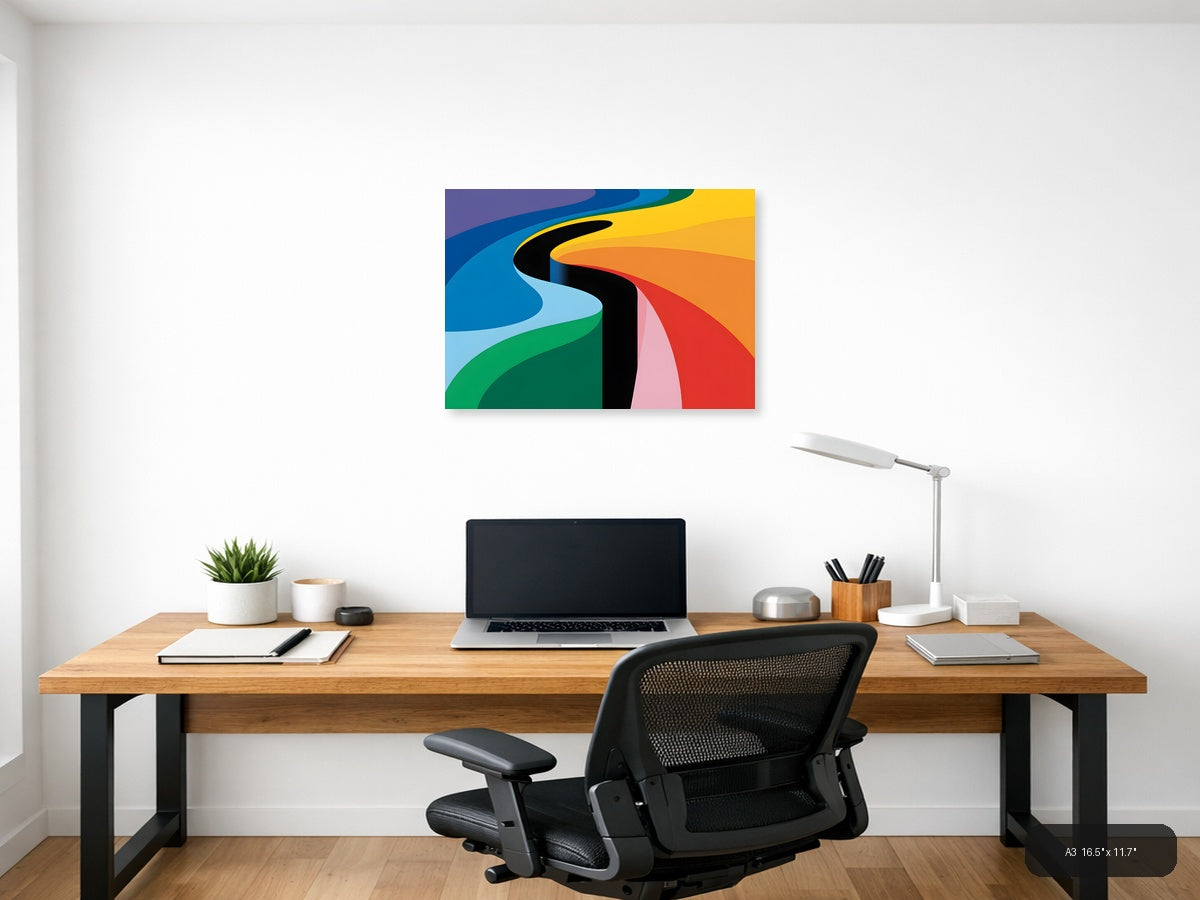 Colorful Abstract Waves Modern Photography Wall Art — A3 / Office