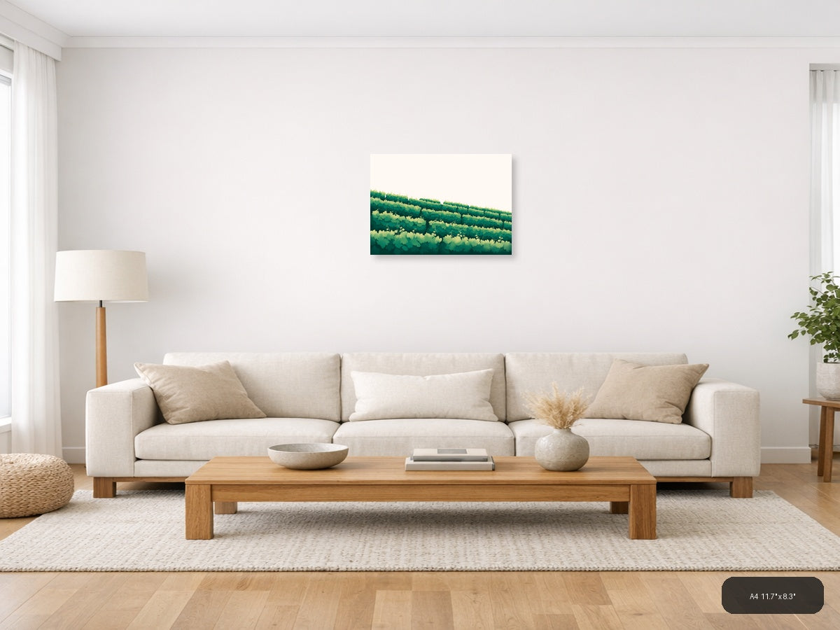 Minimalist Green Forest Landscape Layers Wall Art — A4 / Living Room