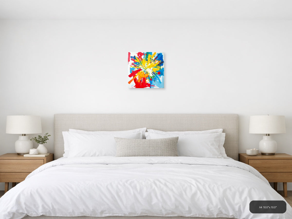Colorful Starburst Abstract Explosion Canvas Wall Art — A4 / Bedroom