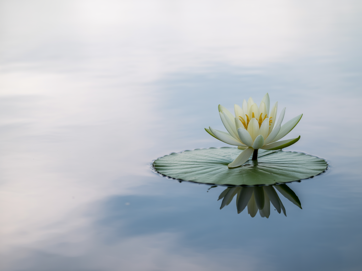 White Water Lily Reflection Minimalist Wall Art