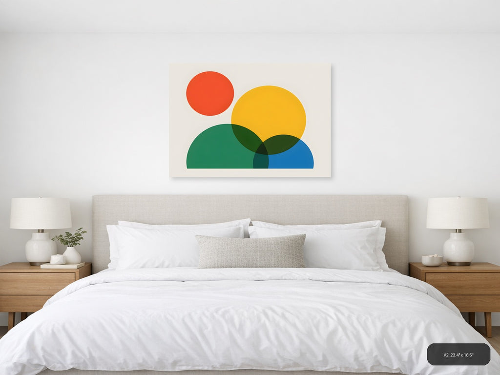 Minimalist Geometric Circles Overlap Abstract Wall Art — A2 / Bedroom