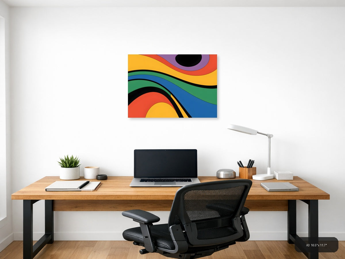 Colorful Abstract Waves Photography Wall Art — A3 / Office
