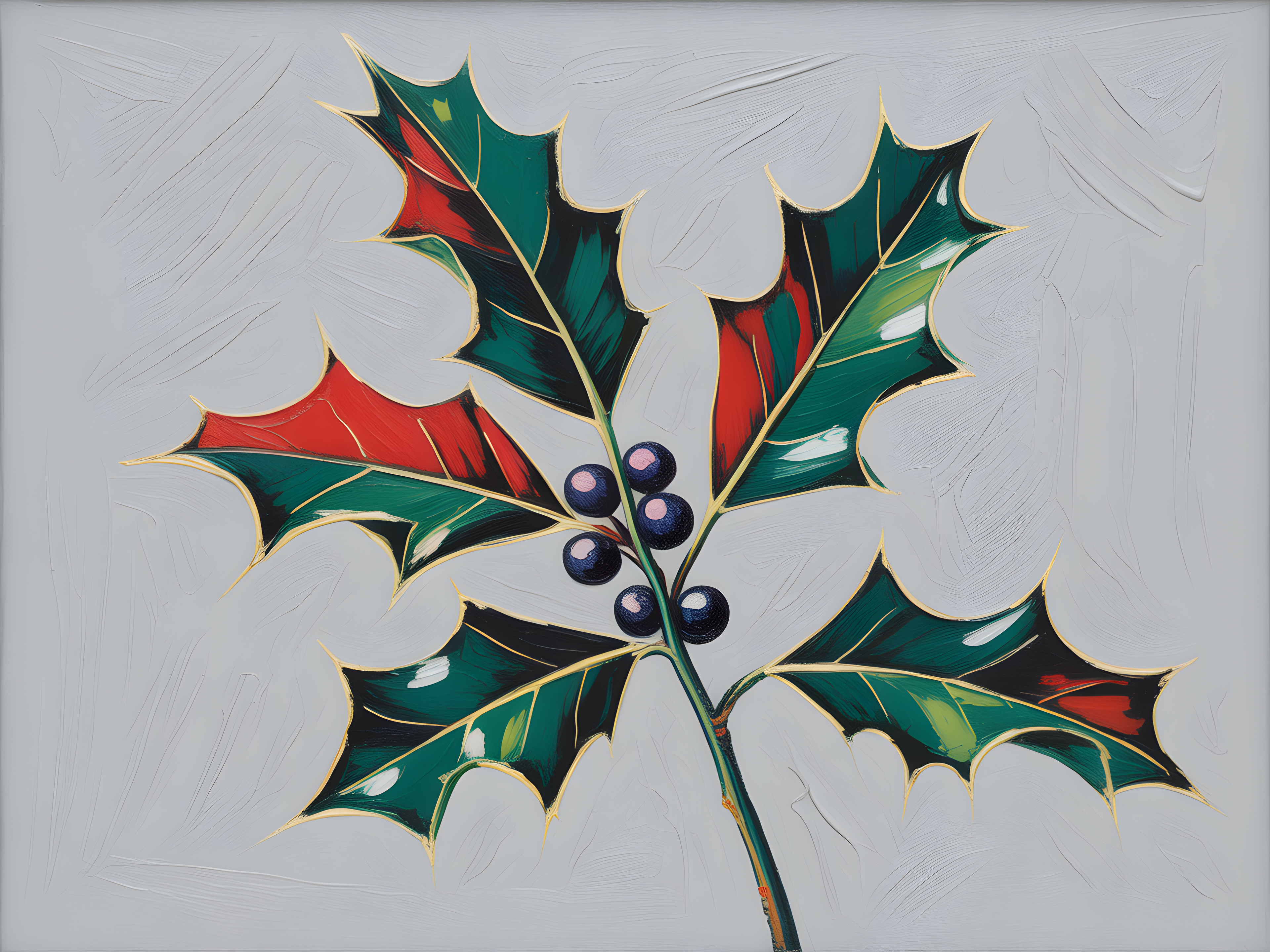Holly Berries Christmas Botanical Illustration Wall Art