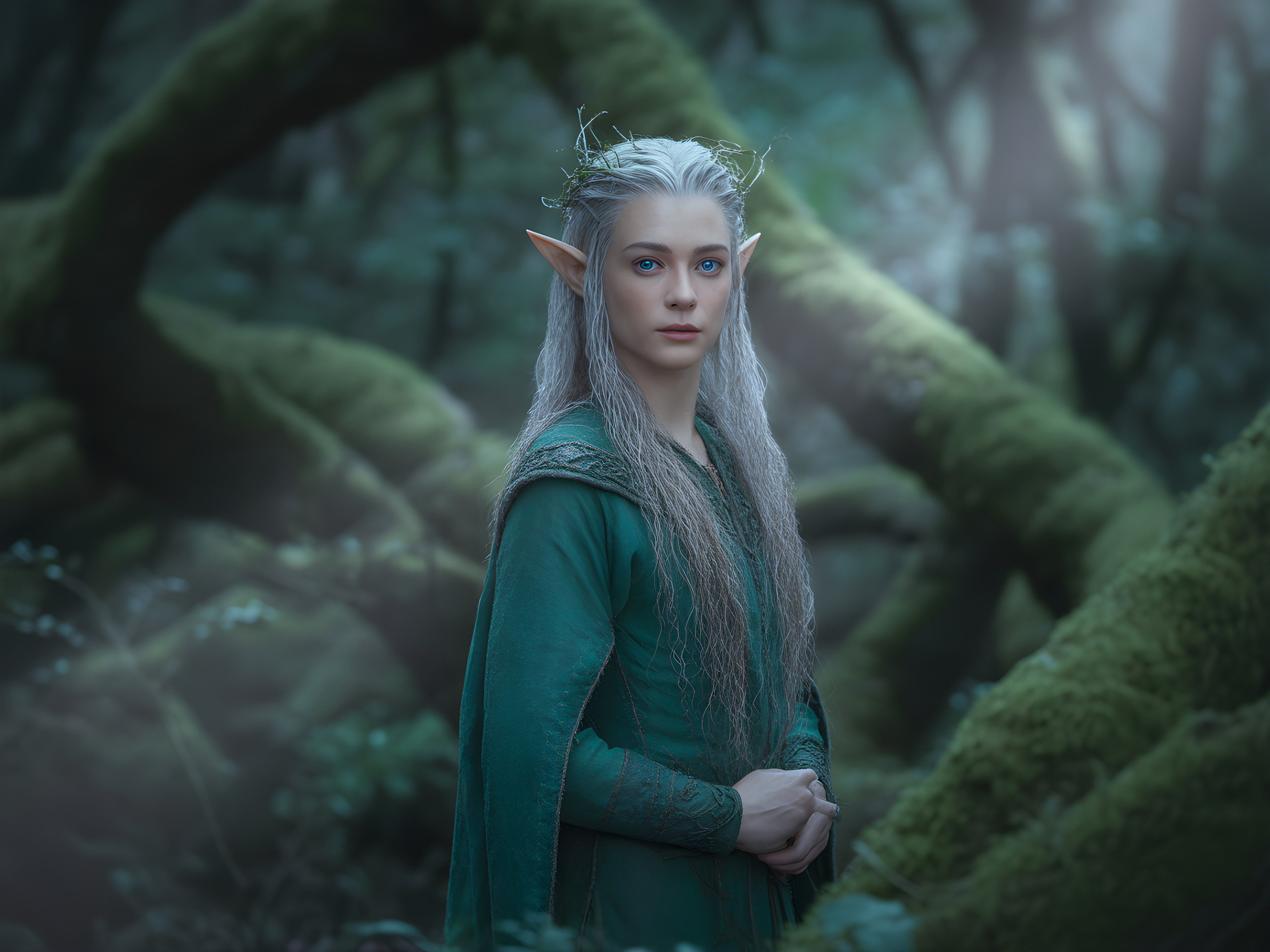 Fantasy Elf Portrait in Enchanted Forest Photography Wall Art