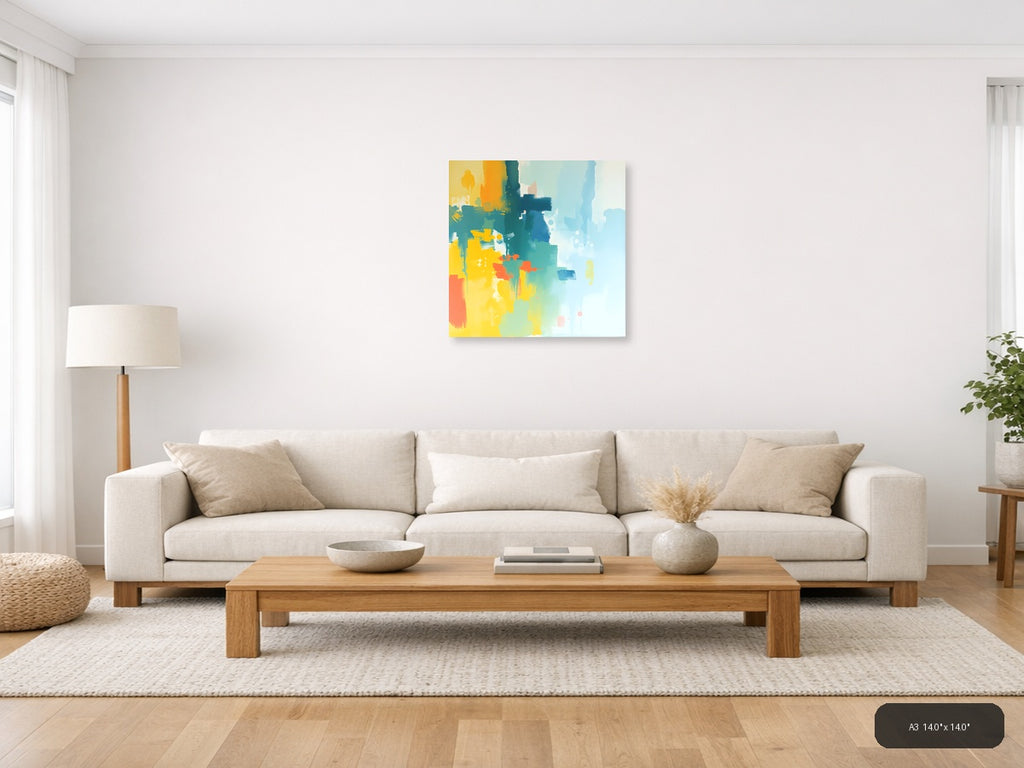 Abstract Colorful Gradient Brushstrokes Square Wall Art — A3 / Living Room