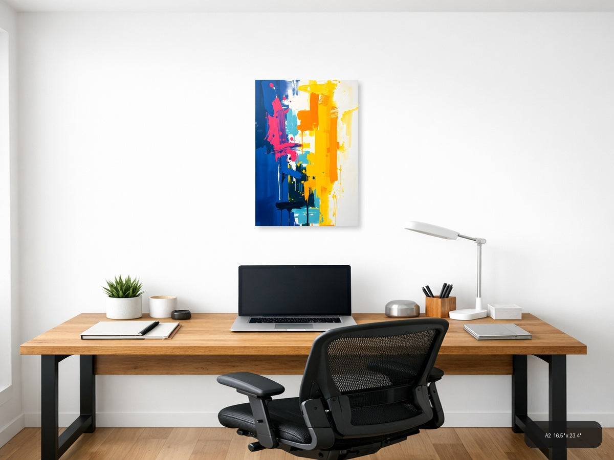 Bold Abstract Paint Splash Portrait Wall Art — A2 / Office