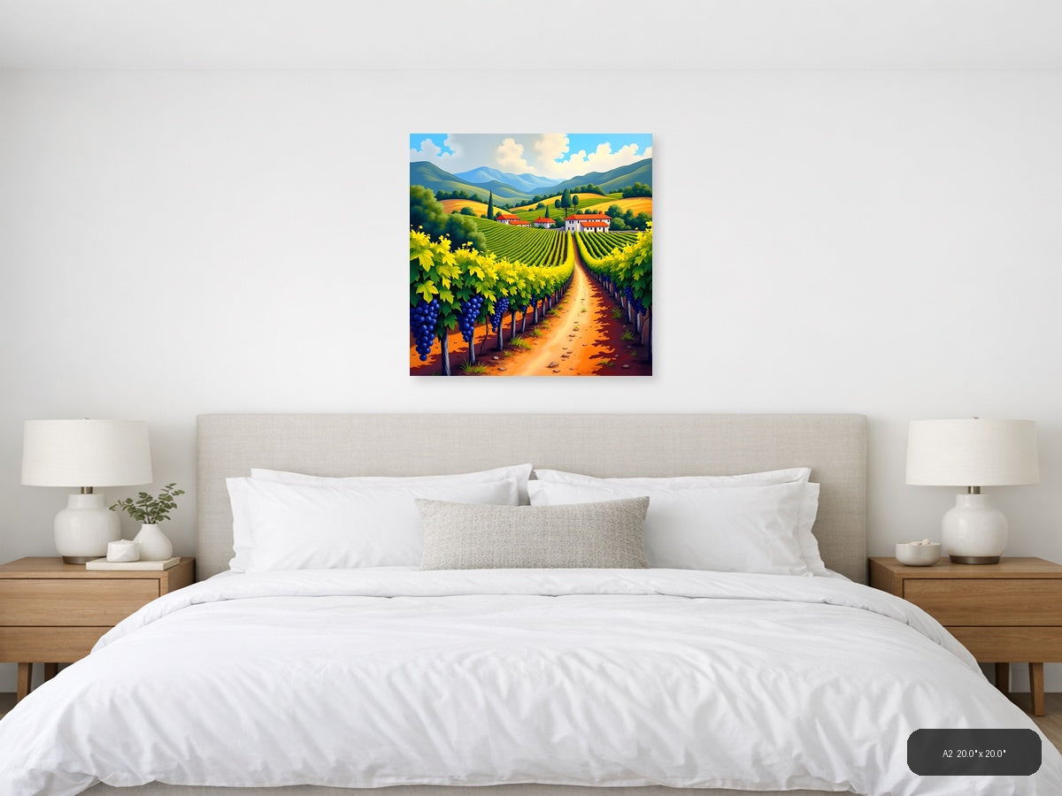 Tuscan Vineyard Landscape Abstract Wall Art — A2 / Bedroom