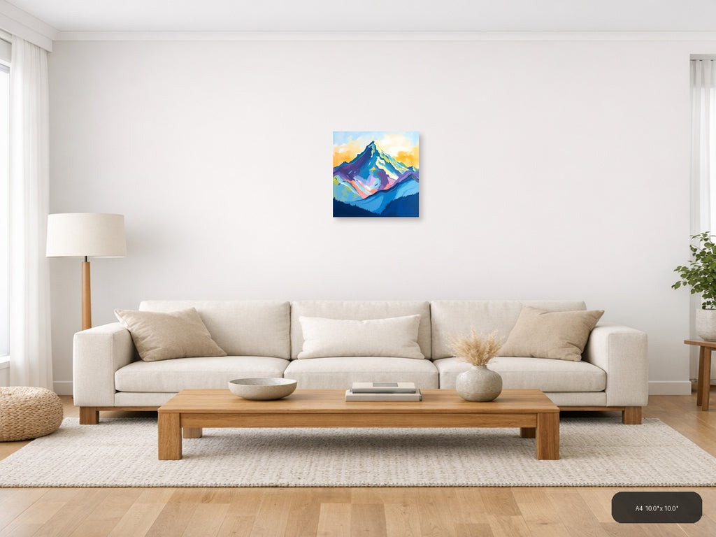 Colorful Abstract Mountain Peak Canvas Wall Art — A4 / Living Room
