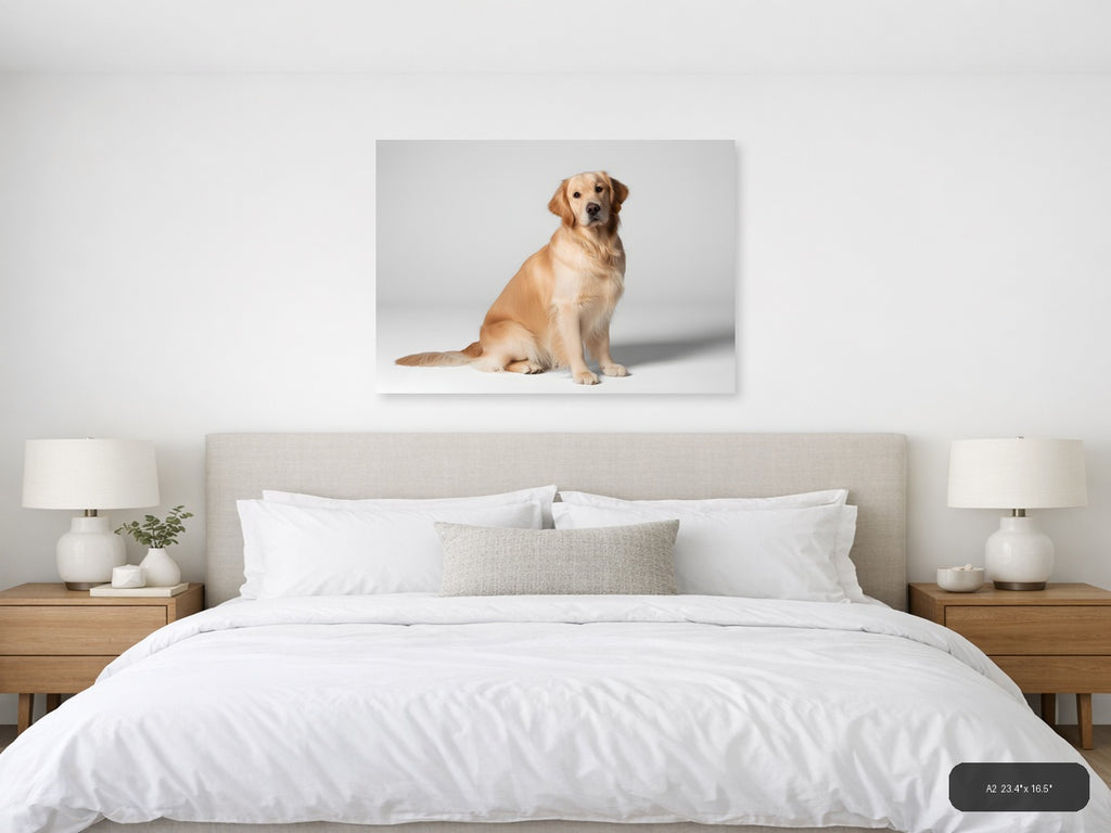 Golden Retriever Portrait Minimalist Wall Art — A2 / Bedroom