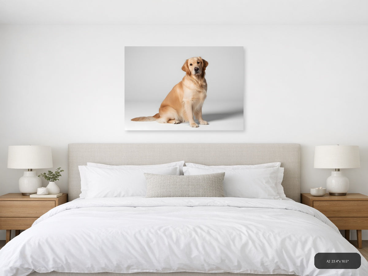 Golden Retriever Portrait Minimalist Wall Art — A2 / Bedroom