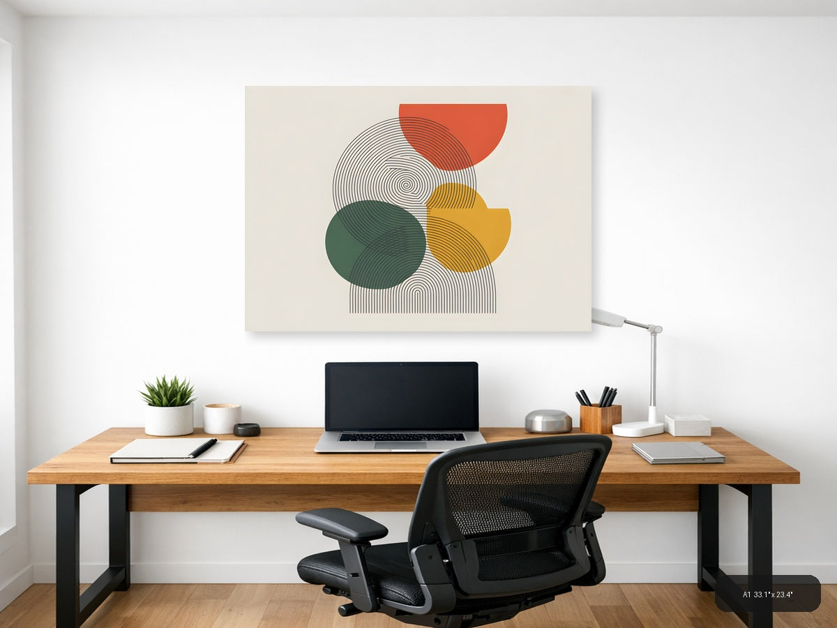 Abstract Line Art with Geometric Shapes Wall Art — A1 / Office