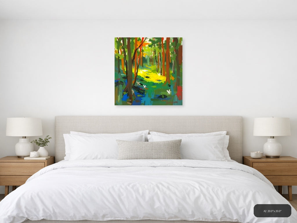 Forest Stream Abstract Canvas Wall Art — A2 / Bedroom