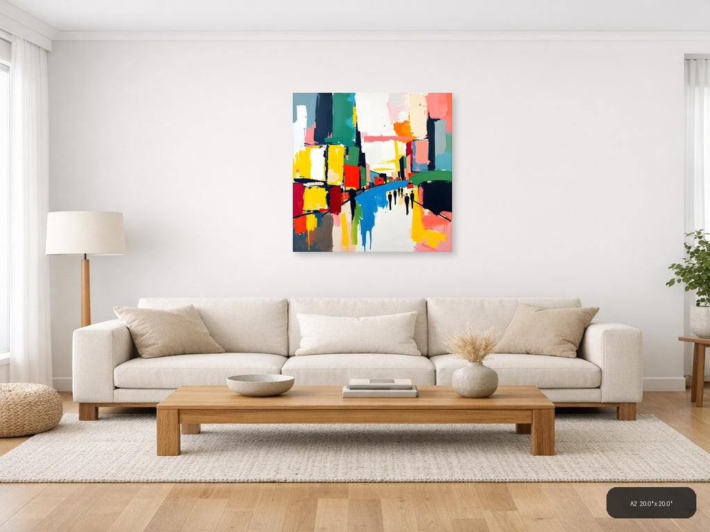 Colorful Abstract Urban Street Scene Wall Art — A2 / Living Room
